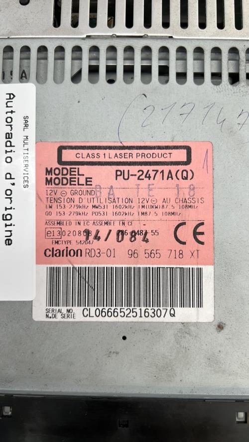 Autoradio d'origine CITROEN C3 1 PHASE 1 Diesel image 2