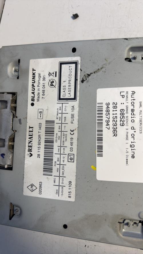 Autoradio d'origine RENAULT GRAND SCENIC 3 PHASE 1 Diesel image 2